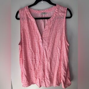 Anne Carson Coral Pink Sleeveless V-Neck Blouse Women’s Size 1X